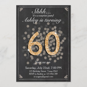 Convite de aniversário surpresa Chalkboard Rustic