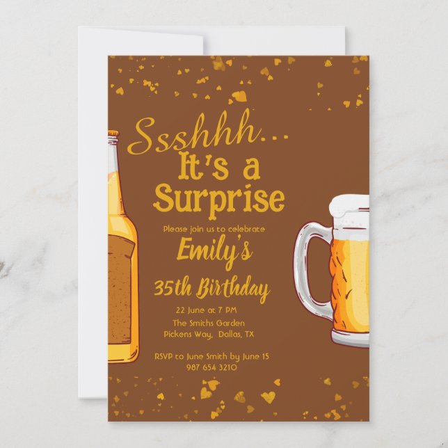 Convite de aniversário surpresa da cerveja (Frente)