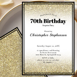 Convite de Aniversário Surpresa de 70 Anos Dourado