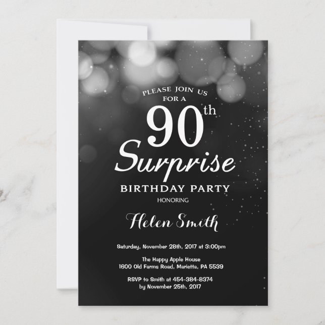 Convite de Aniversário Surpresa de 90 anos com Bri (Frente)