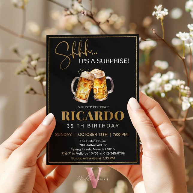 Convite de Aniversário Surpresa de Cerveja 30 40 5 (Criador carregado)