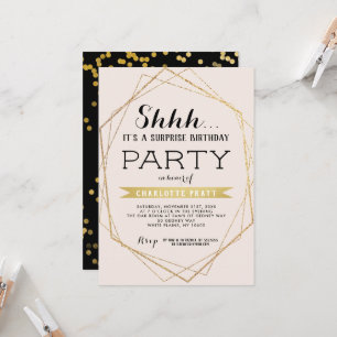 Convite de Aniversário Surpresa Gold Blush Shh