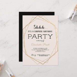 Convite de Aniversário Surpresa Gold Blush Shh