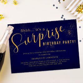 Convite de aniversário surpresa - Marinho e brilho
