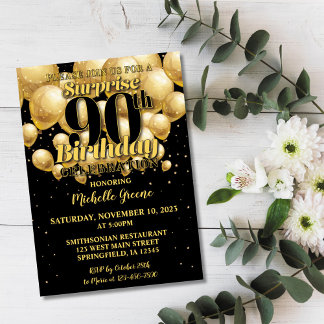 Convite de aniversário surpresa para 90, aniversár