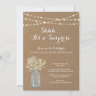 Convite de aniversário surpresa - Rustic Kraft