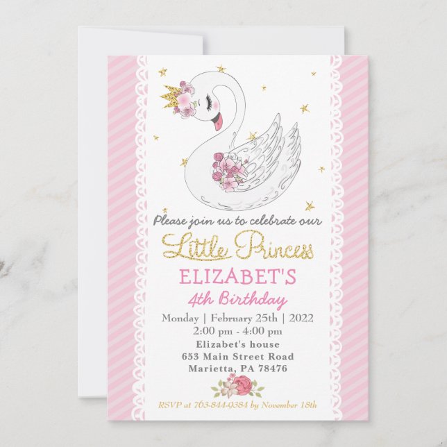 Convite de aniversário Swan Princess (Frente)