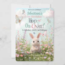 Convite de Aniversário Sweet Bunny Meadow – Capric