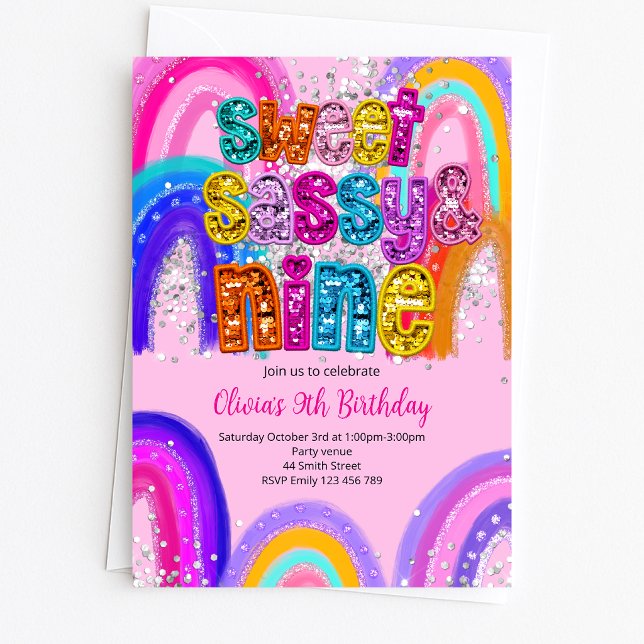 Convite de Aniversário Sweet Sassy & 9 (Criador carregado)