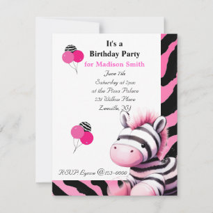 Convite de Aniversário Sweet Zebra