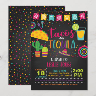 Convite de aniversário Tacos & Tequila - Blk
