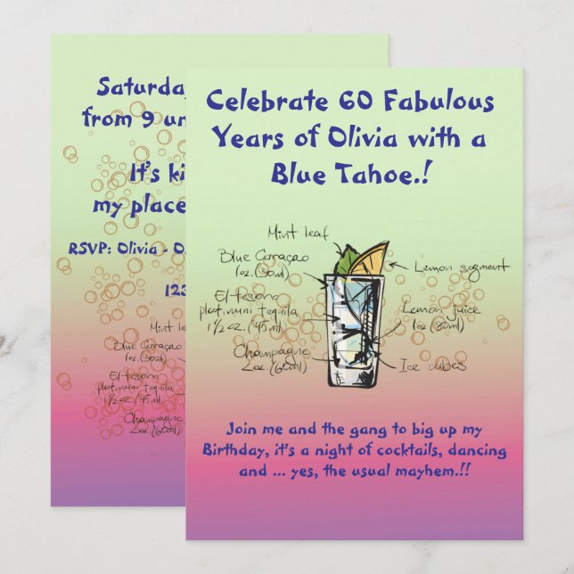 Convite de aniversário Tahoe Azul (Frente/Verso)