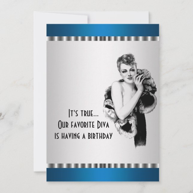 Convite de Aniversário Teal Diva (Frente)