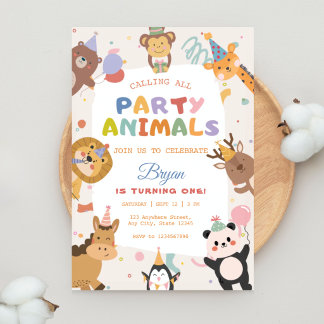 Convite de Aniversário Tema Animais Selvagens Safa