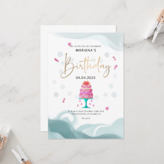 Convite de Aniversário | Tema Bolo Rosa | Custo