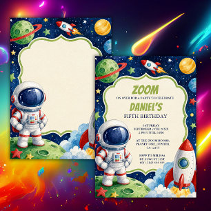 Convite de Aniversário Tema Espaço Aquarela