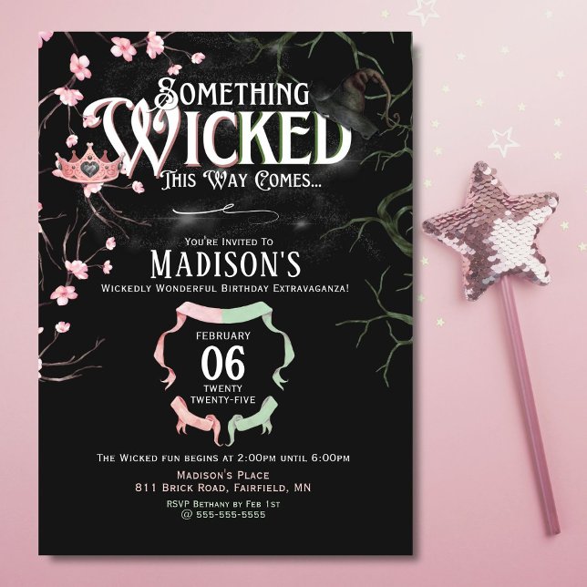 Convite de Aniversário Tema Malvado (Enchanting Wicked-themed birthday invite with a magical, moody, and spellbinding design.)