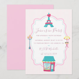 Convite de aniversário Tema Paris Rosa de Menina