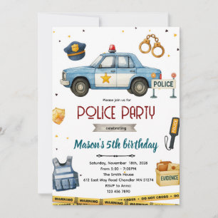 convite de aniversário tema polícia