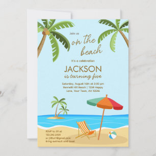 Convite de aniversário tema praia na praia