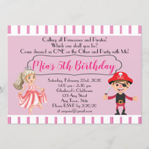 Convite de Aniversário Tema Princesa Pirata