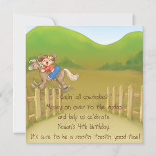 convite de aniversário tema rodeio cowboy infantil