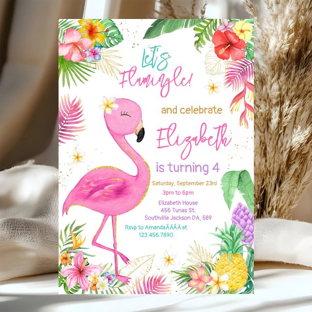 Convite de Aniversário Tema Tropical Flamingo (Criador carregado)