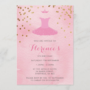 Convite de aniversário temático Ballerina