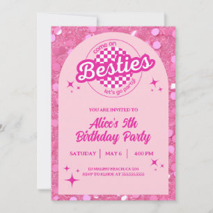 Convite de Aniversário Temático Boneca Brilho Rosa
