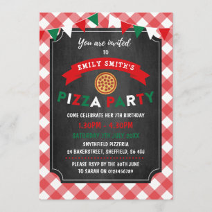 Convite de aniversário temático da pizza