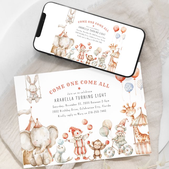 Convite de Aniversário Temático de Circo Infantil (Criador carregado)