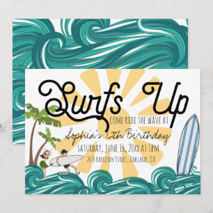 Convite de aniversário temático de surfe