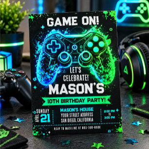Convite de aniversário temático de videogame
