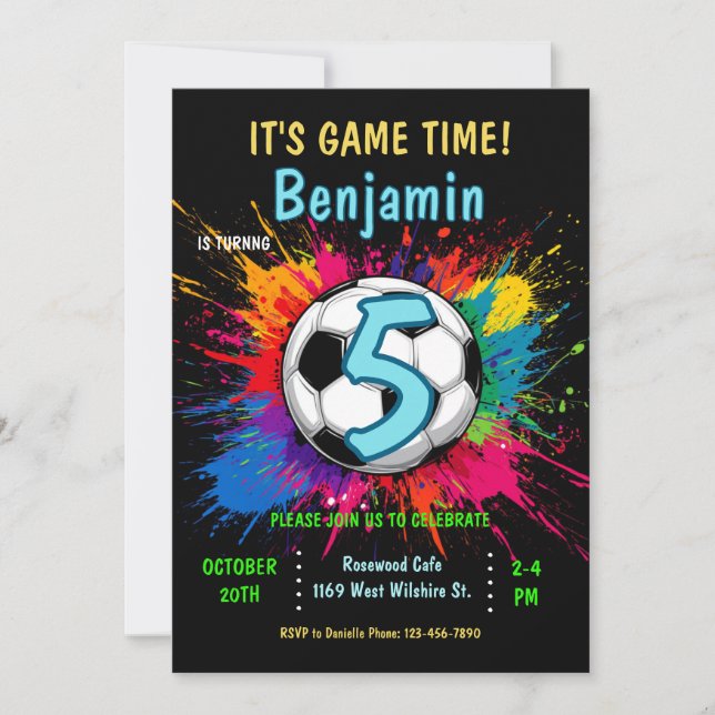 Convite de aniversário temático do futebol (Frente)