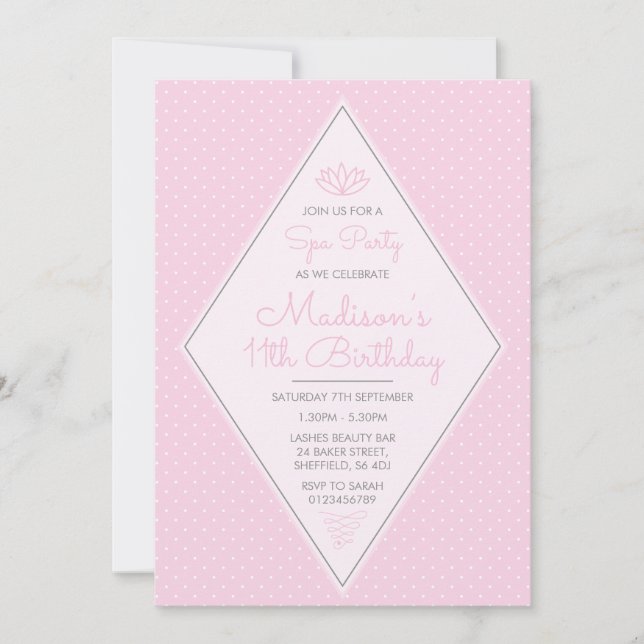 convite de aniversário temático Spa (Frente)