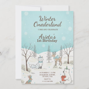 Convite de aniversário temático Winter Onederland