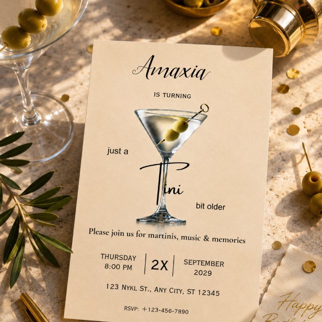  Convite de aniversário Tini Bit Older | Martini  (Criador carregado)