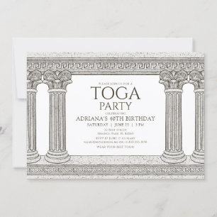 Convite de Aniversário Toga com colunas de pedra