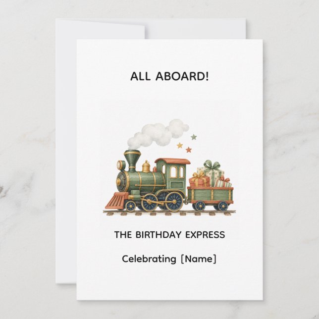 Convite de Aniversário Trem Pequenos Rastros (Frente)