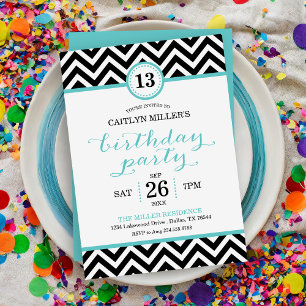 Convite de aniversário Trendy Zigzag Chevron