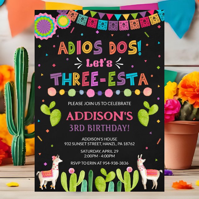 Convite de Aniversário Três Esta (Criador carregado)