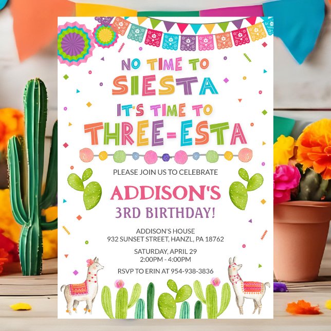 Convite de Aniversário Três Esta (Criador carregado)
