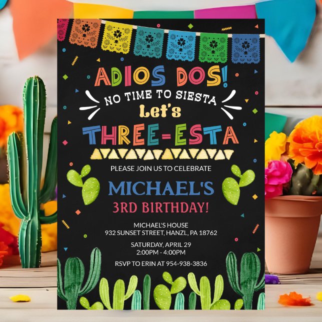 Convite de Aniversário Três Esta (Criador carregado)
