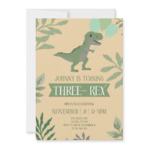 Convite de Aniversário Três-Rex