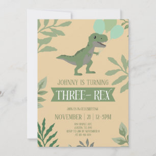 Convite de Aniversário Três-Rex
