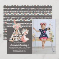 Convite de Aniversário Tribal Boho Feminino