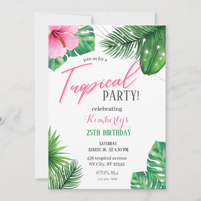 Convite de Aniversário Tropical (Frente)