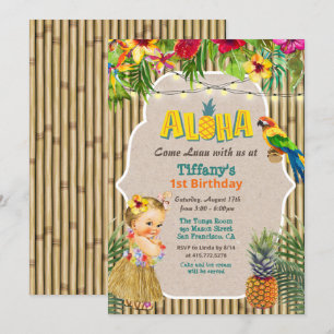 CONVITE DE ANIVERSÁRIO TROPICAL ALOHA LUAU PARA TO