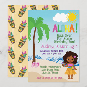 Convite de Aniversário Tropical Beach Aloha Luau