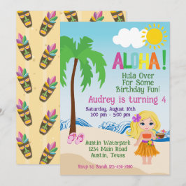 Convite de aniversário Tropical Beach Aloha Luau